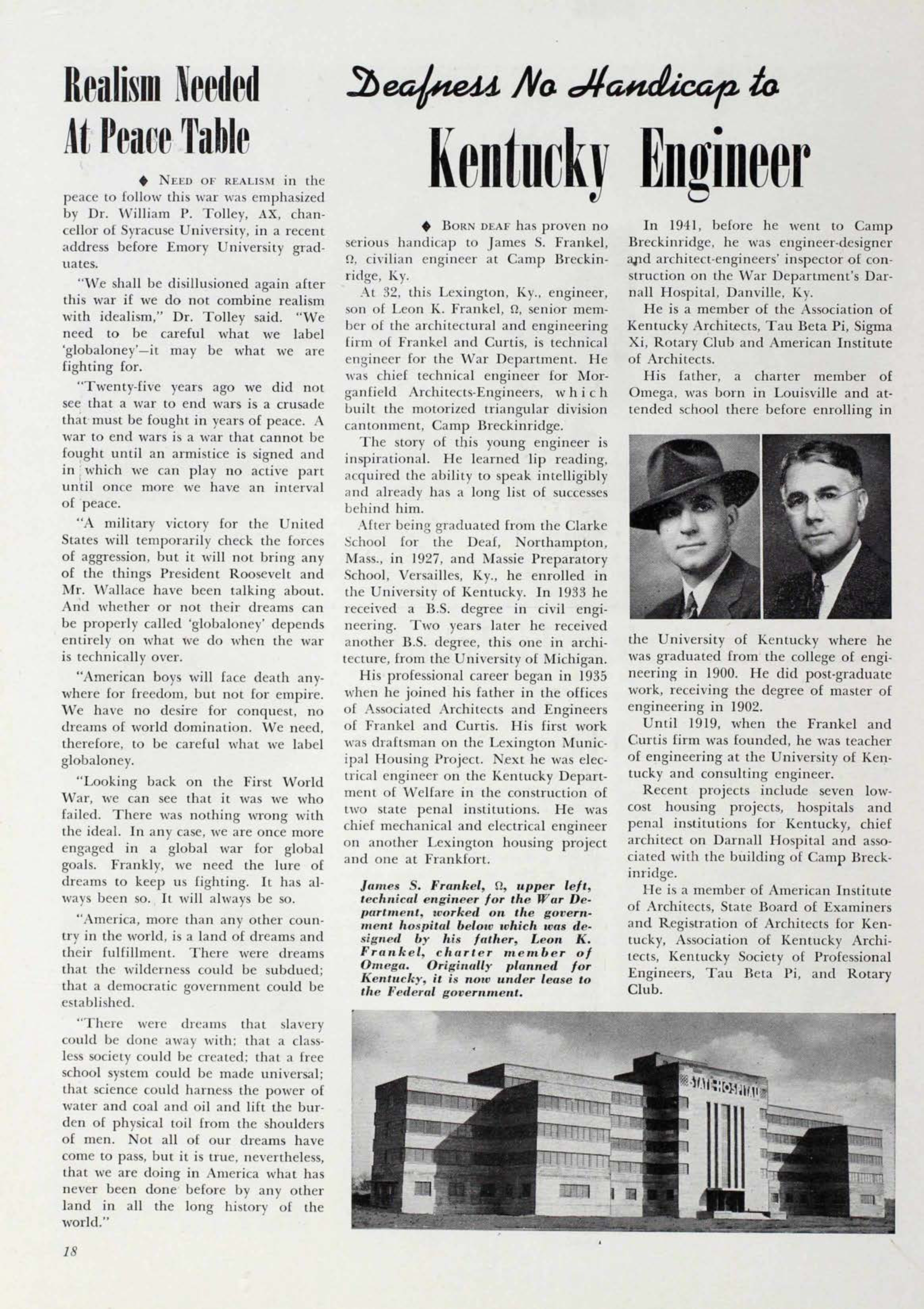 Deafness no Handicap to Kentucky Engineer